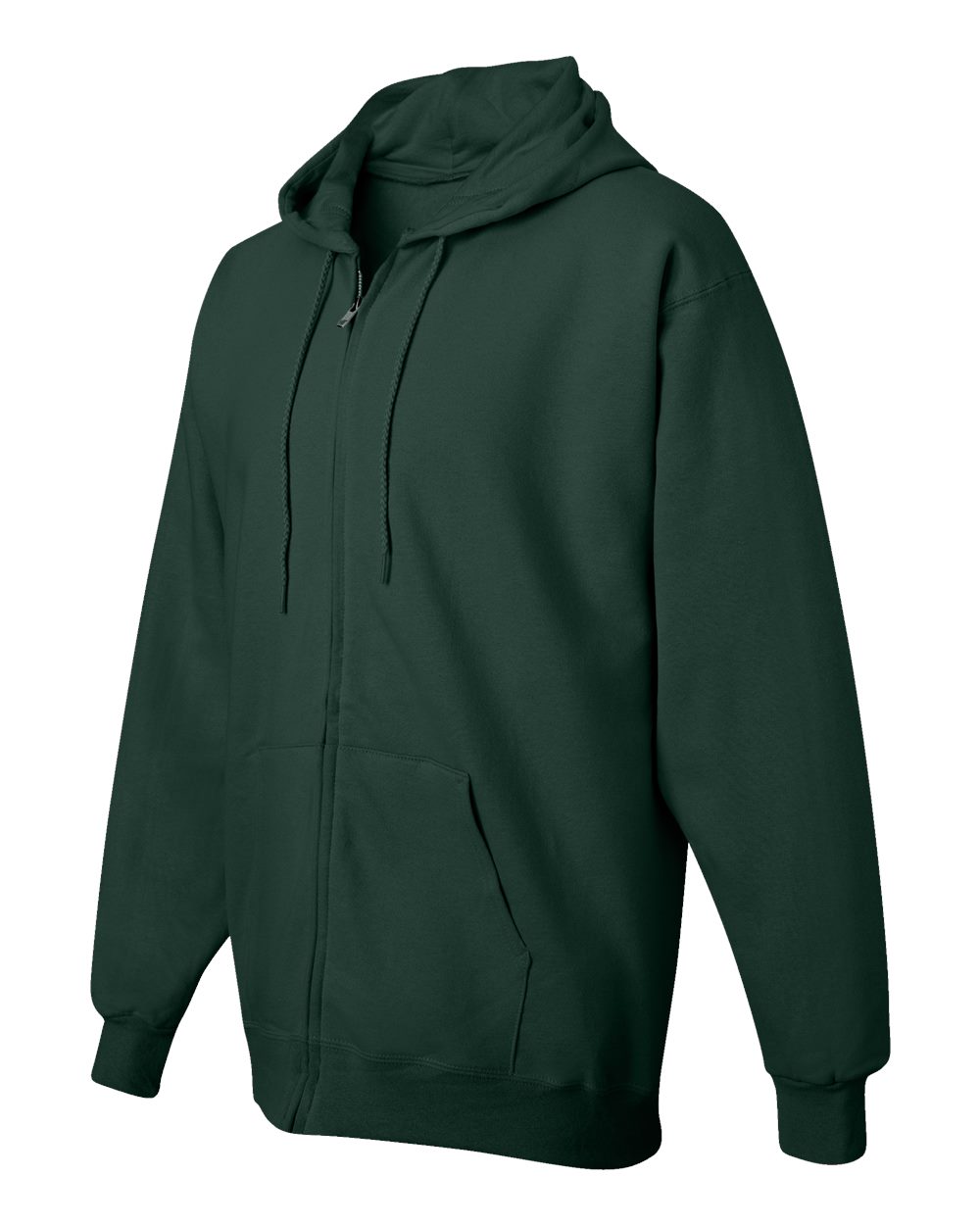 Unisex Ultimate Cotton® Full-Zip Hooded Sweatshirt - Side - B20400873 - Deep Forest