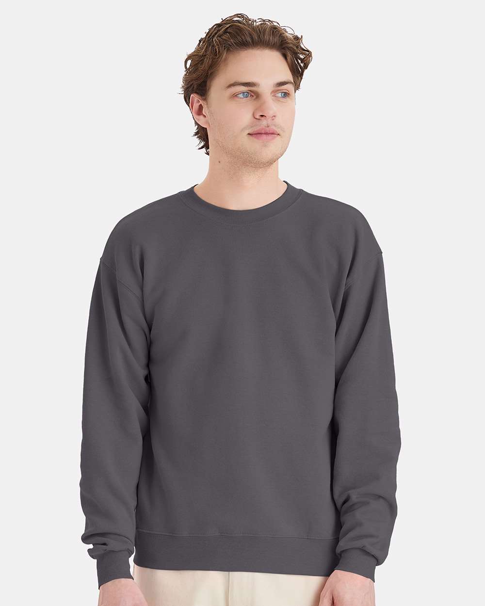 Unisex Ecosmart® Crewneck Sweatshirt - OnModelFront - B21000593 - Smoke Grey