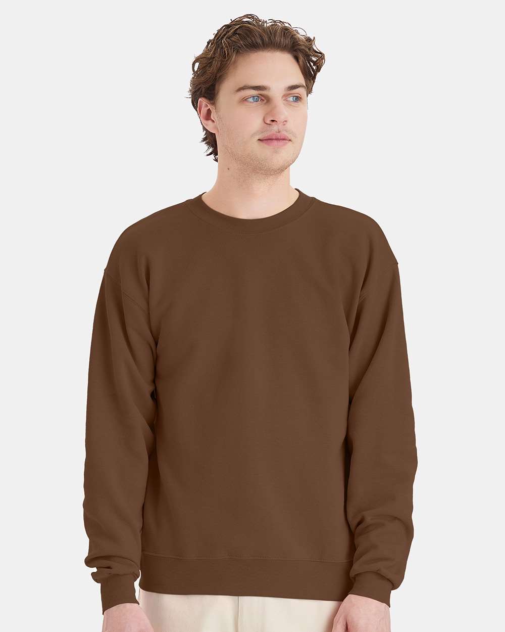 Unisex Ecosmart® Crewneck Sweatshirt - OnModelFront - B21000623 - Army Brown