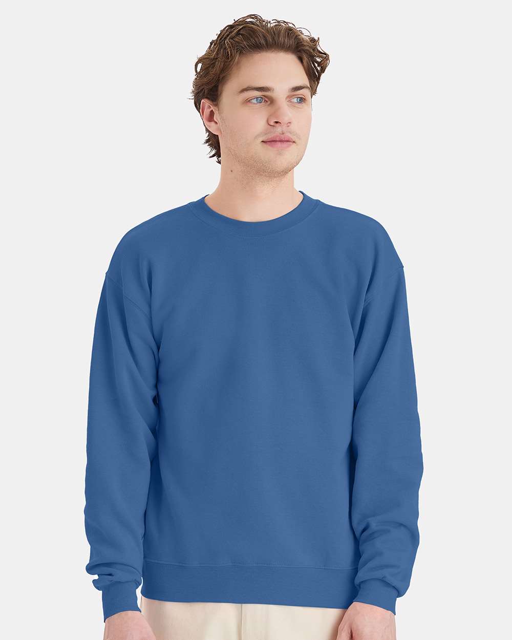 Unisex Ecosmart® Crewneck Sweatshirt - OnModelFront - B21000683 - Denim Blue