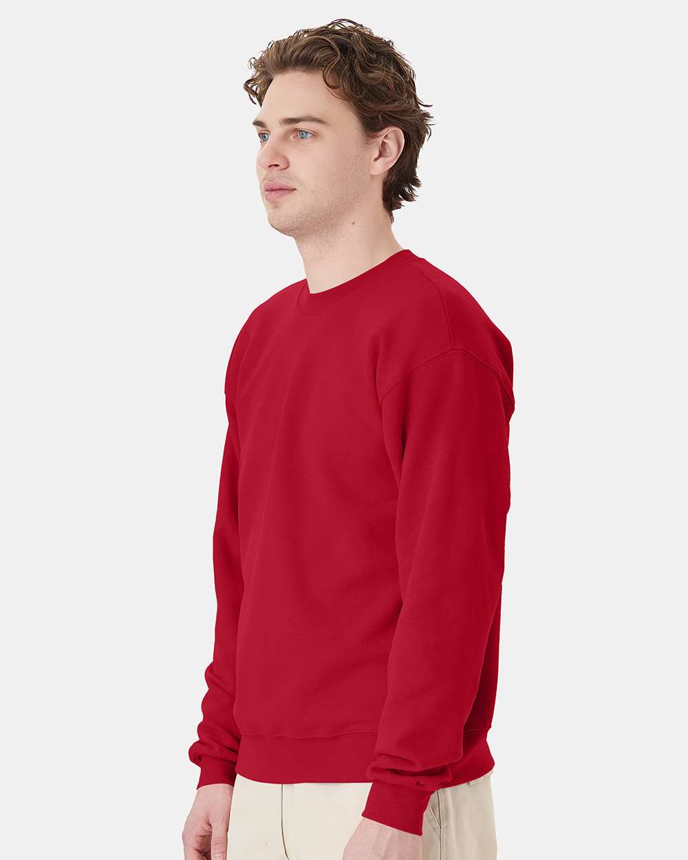 Unisex Ecosmart® Crewneck Sweatshirt - OnModelSide - B21000223 - Deep Red