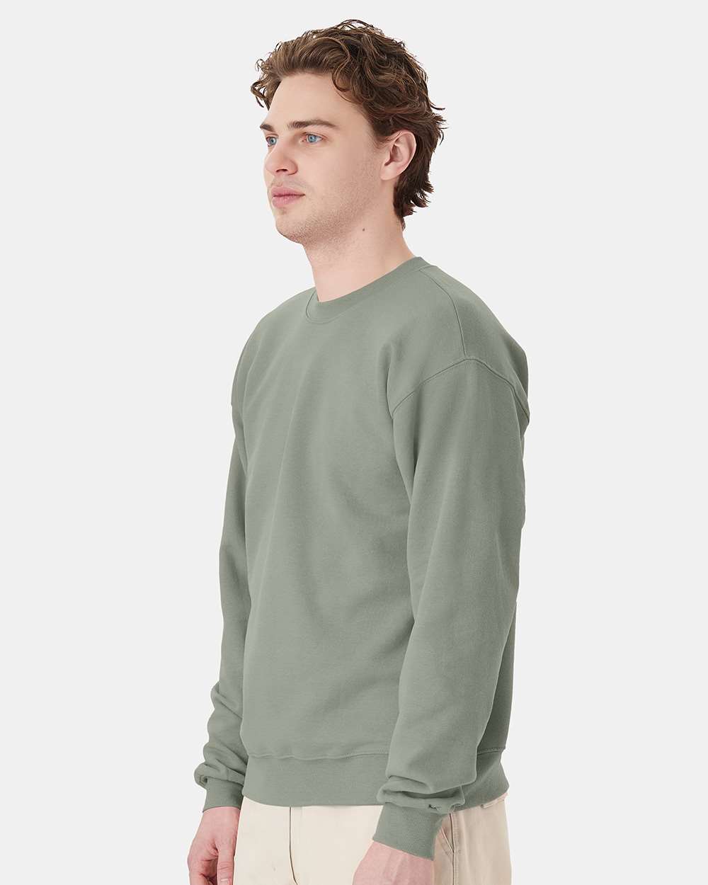 Unisex Ecosmart® Crewneck Sweatshirt - OnModelSide - B21000393 - Stonewashed Green