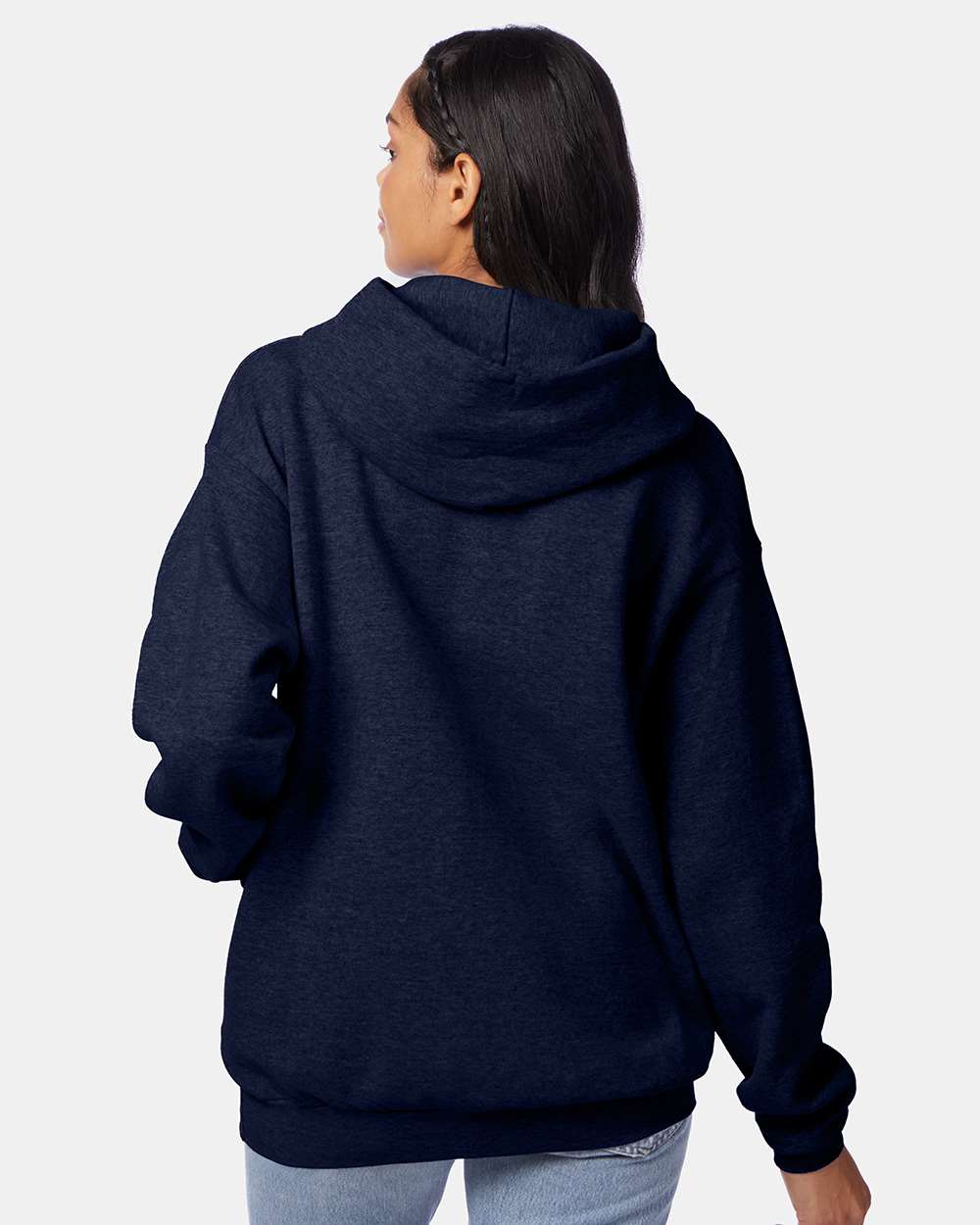 Unisex Ecosmart® Hooded Sweatshirt - OnModelBack - B22000643 - Heather Navy