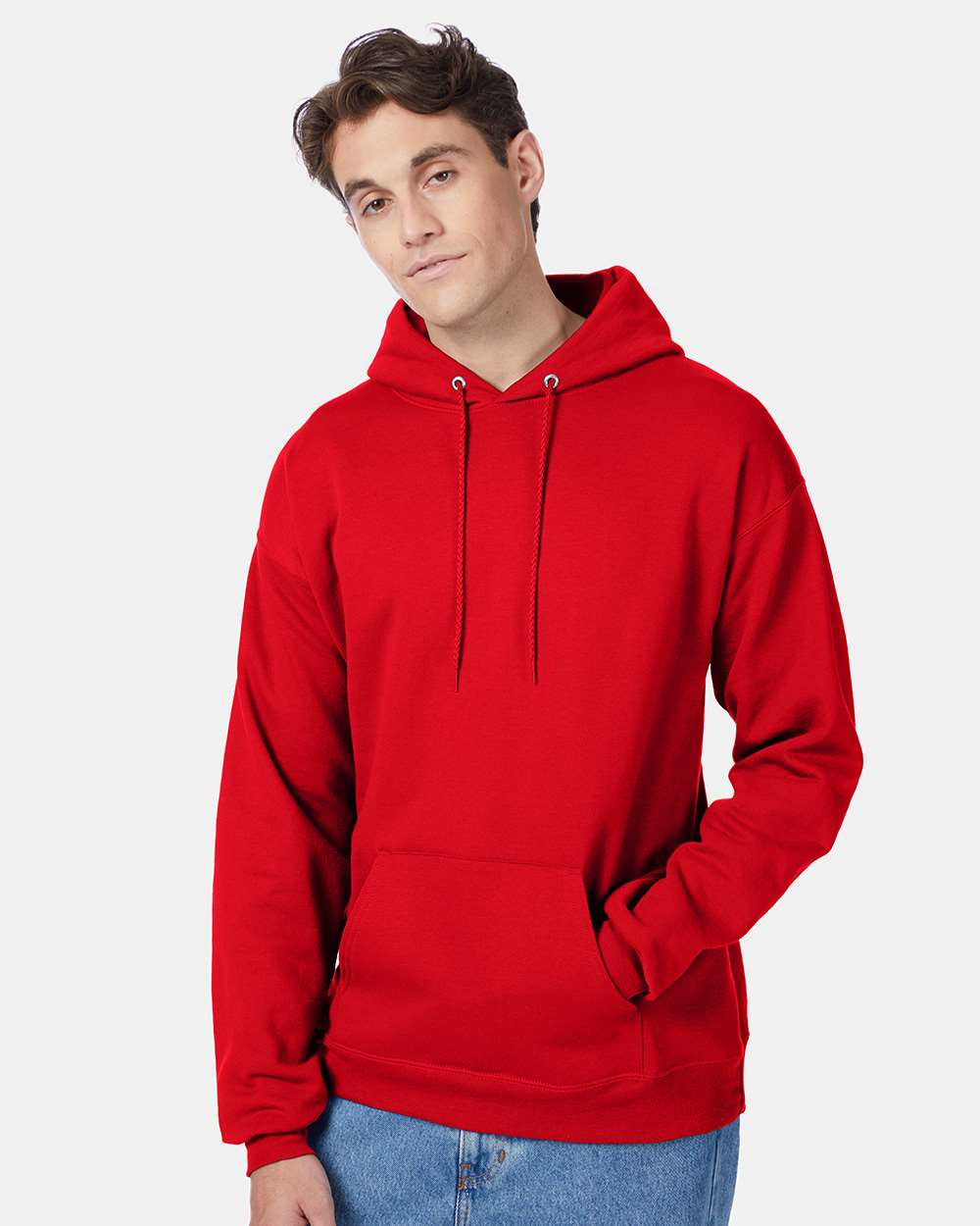 Unisex Ecosmart® Hooded Sweatshirt - OnModelFront - B22000073 - Athletic Red