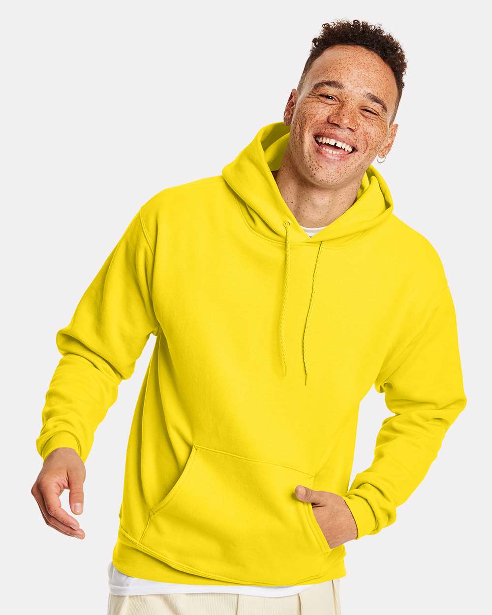 Unisex Ecosmart® Hooded Sweatshirt - OnModelFront - B22000183 - Athletic Yellow