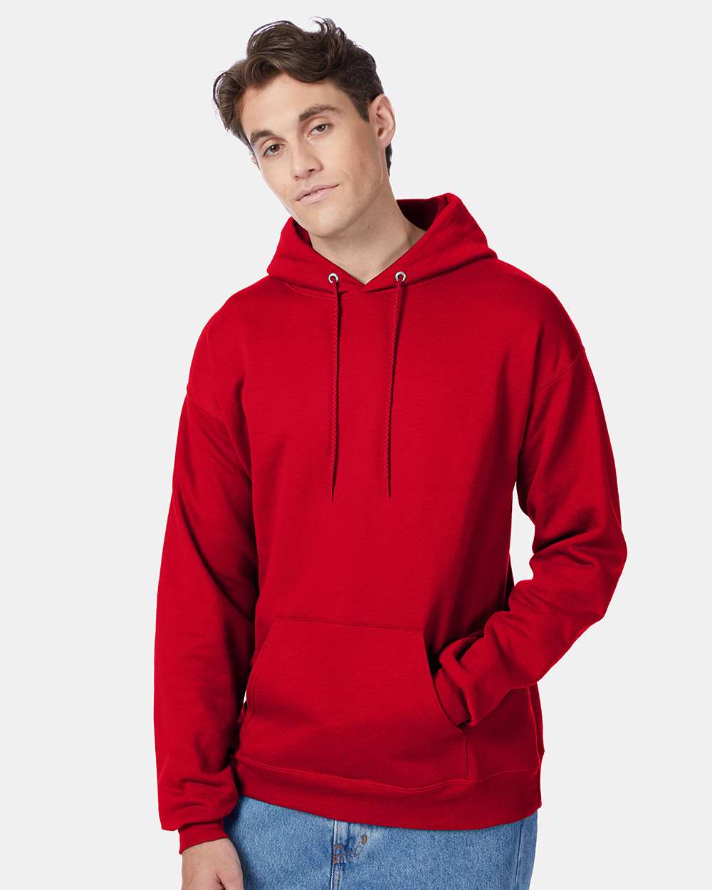 Unisex Ecosmart® Hooded Sweatshirt - OnModelFront - B22000223 - Deep Red