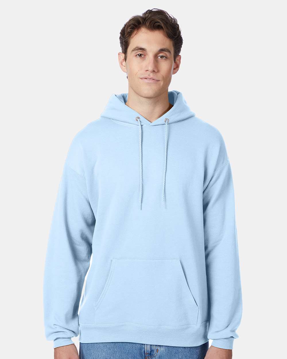 Unisex Ecosmart® Hooded Sweatshirt - OnModelFront - B22000253 - Light Blue