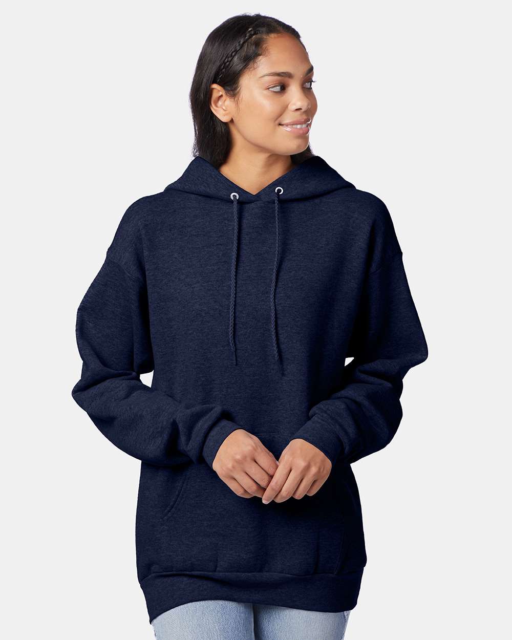 Unisex Ecosmart® Hooded Sweatshirt - OnModelFront - B22000643 - Heather Navy