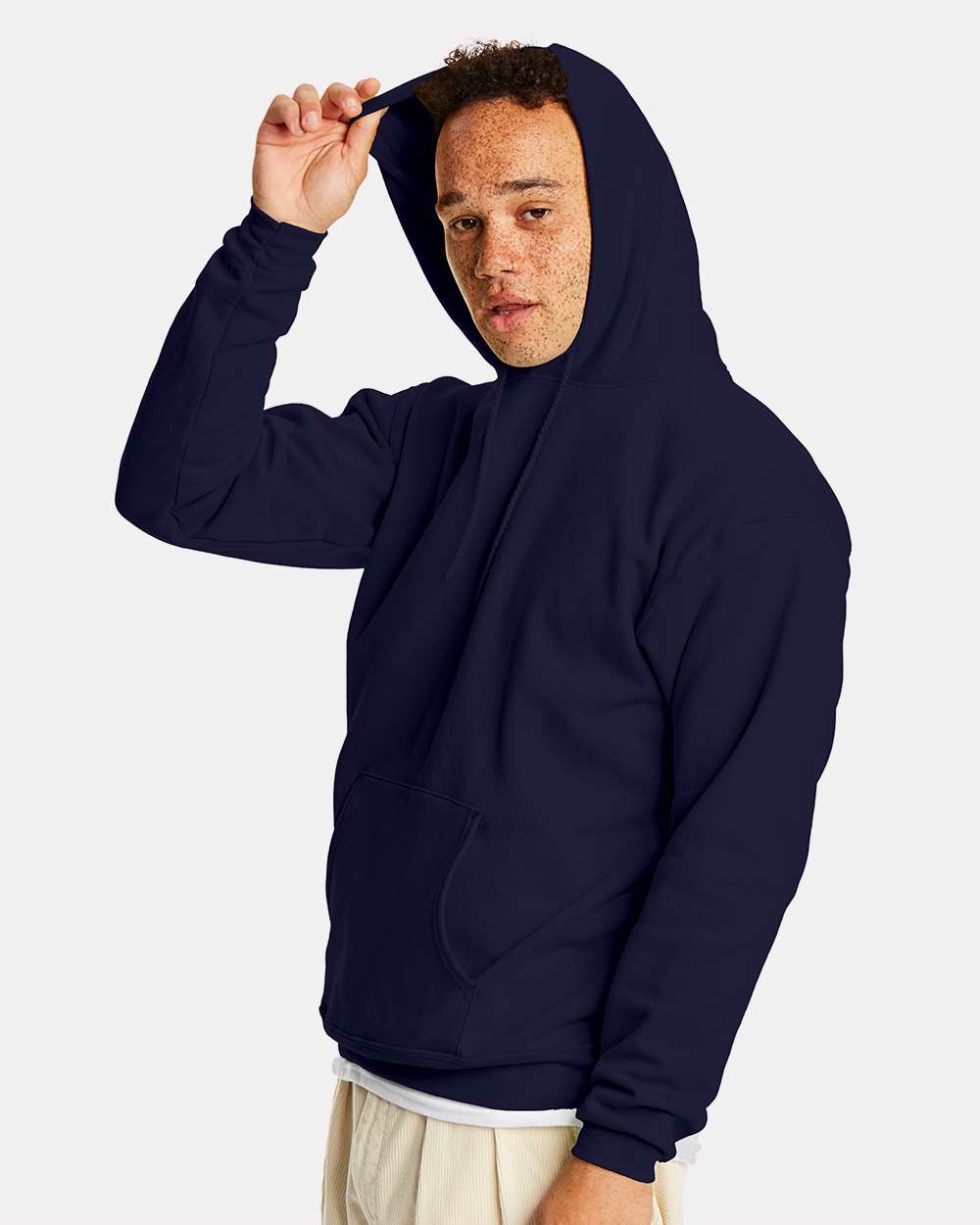 Unisex Ecosmart® Hooded Sweatshirt - OnModelSide - B22000033 - Athletic Navy