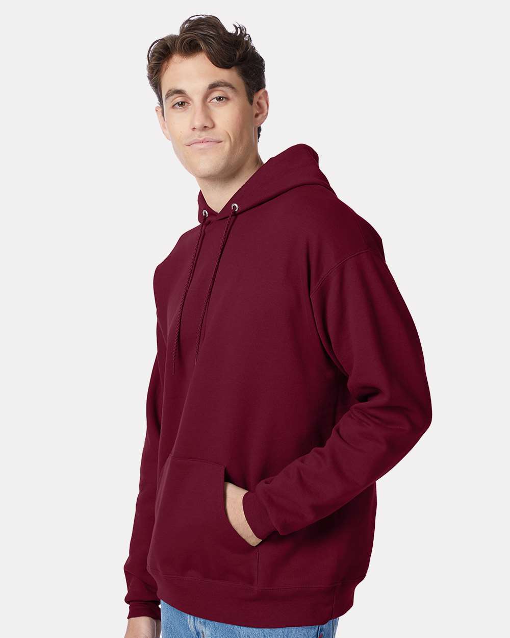 Unisex Ecosmart® Hooded Sweatshirt - OnModelSide - B22000563 - Athletic Cardinal