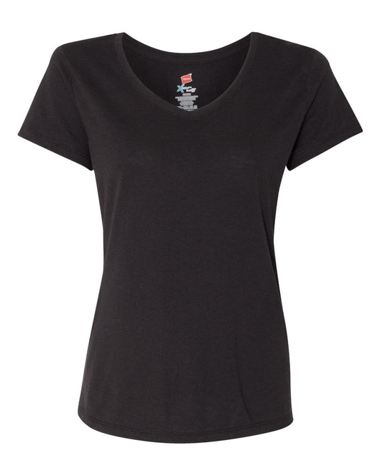 Women's Perfect-T Triblend V-Neck T-Shirt - Front - B34300503 - Black Triblend