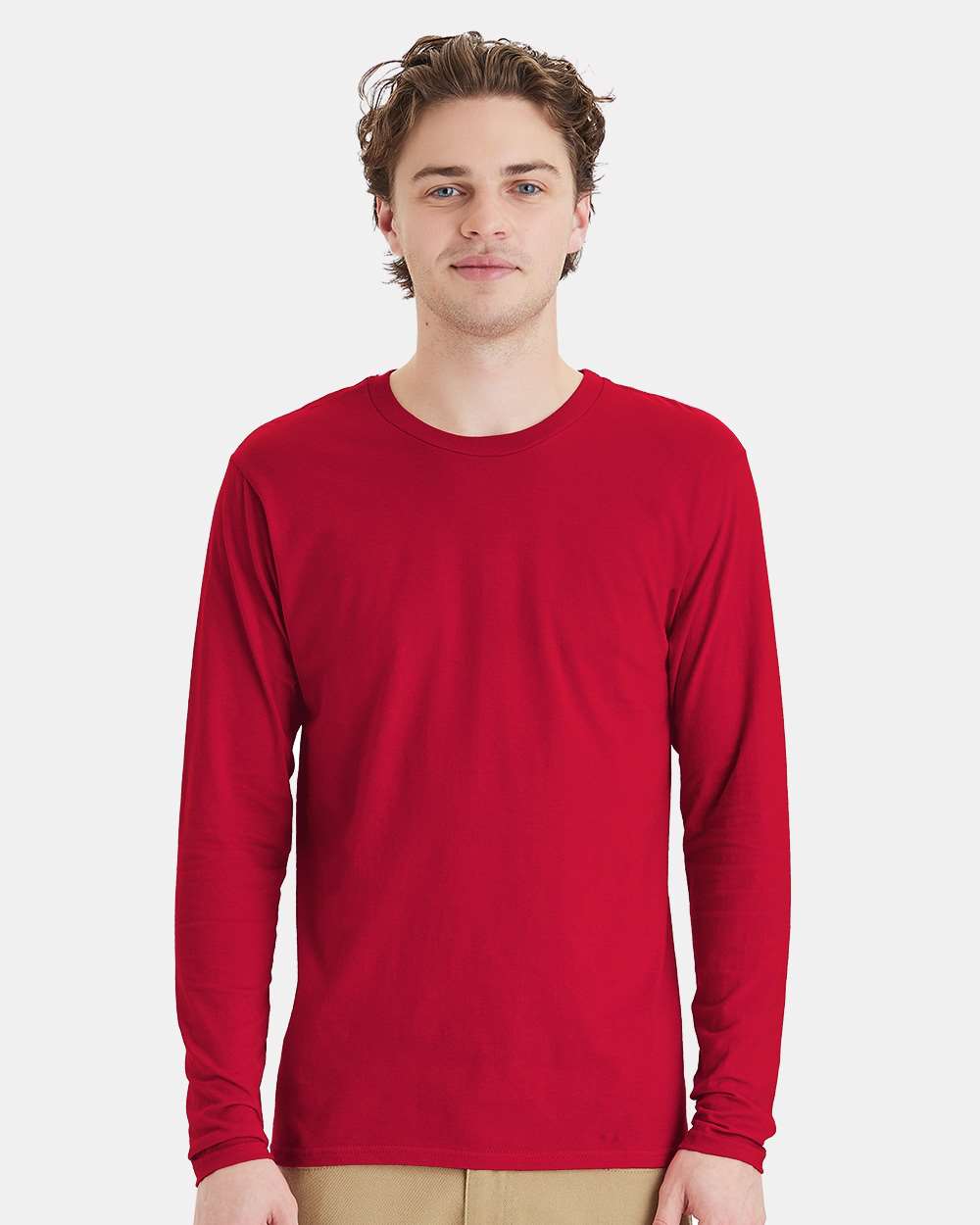 Unisex Perfect-T Long Sleeve T-Shirt - OnModelFront - B20600223 - Deep Red