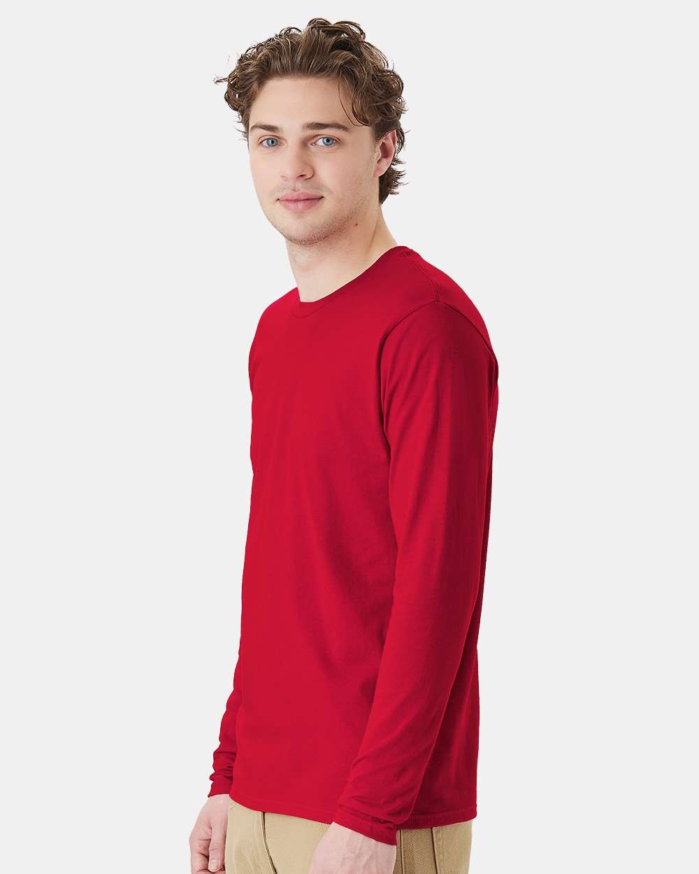 Unisex Perfect-T Long Sleeve T-Shirt - OnModelSide - B20600223 - Deep Red