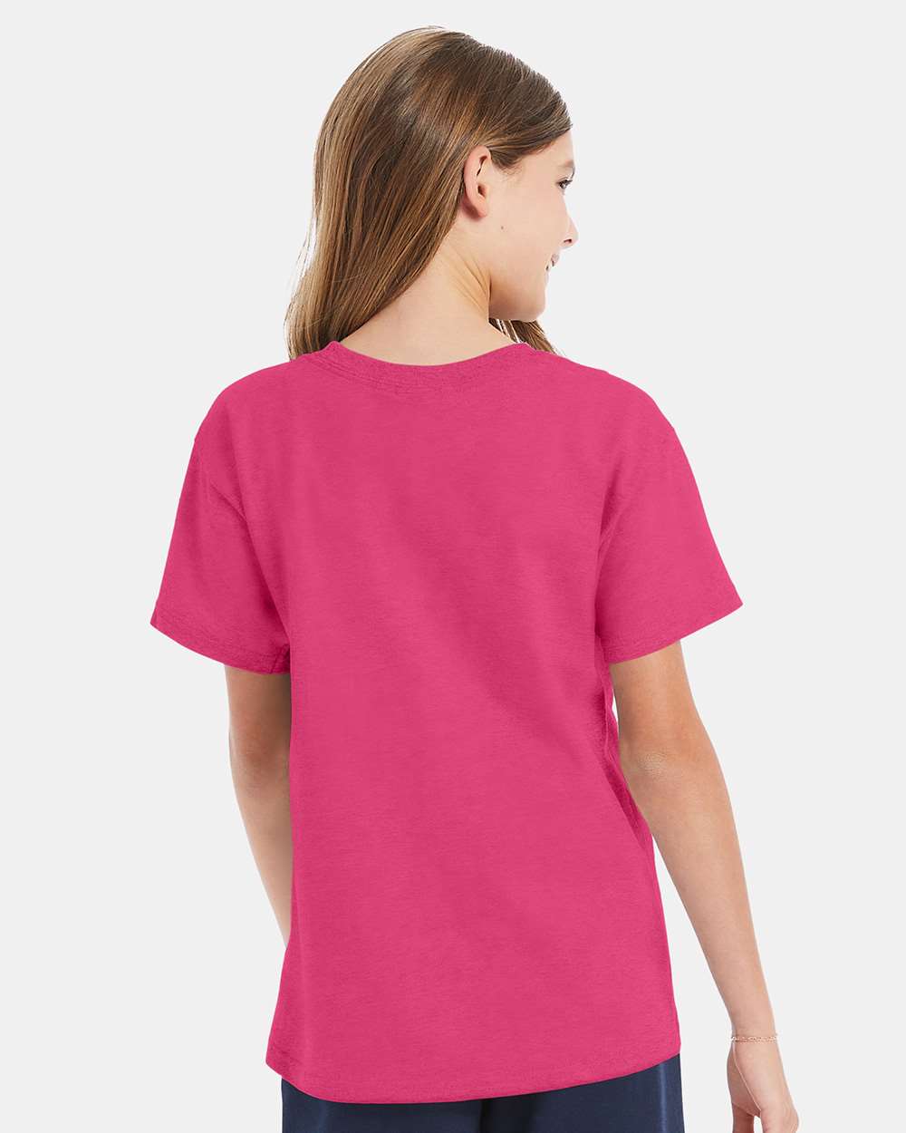 Youth Essential-T T-Shirt - OnModelBack - B31500302 - Wow Pink