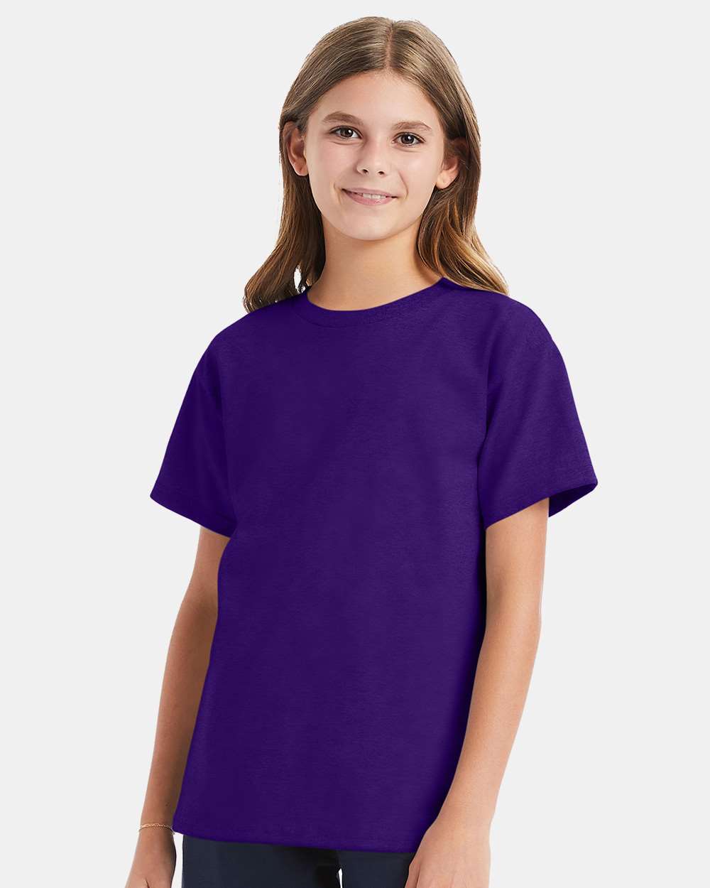 Youth Essential-T T-Shirt - OnModelFront - B31500682 - Athletic Purple