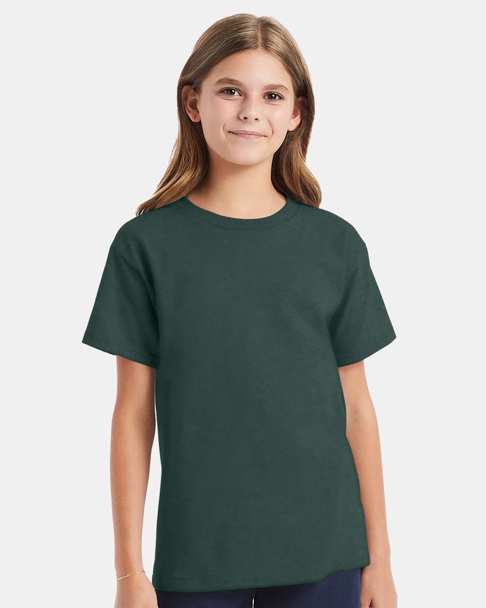 Youth Essential-T T-Shirt - OnModelFront - B31500892 - Athletic Dark Green