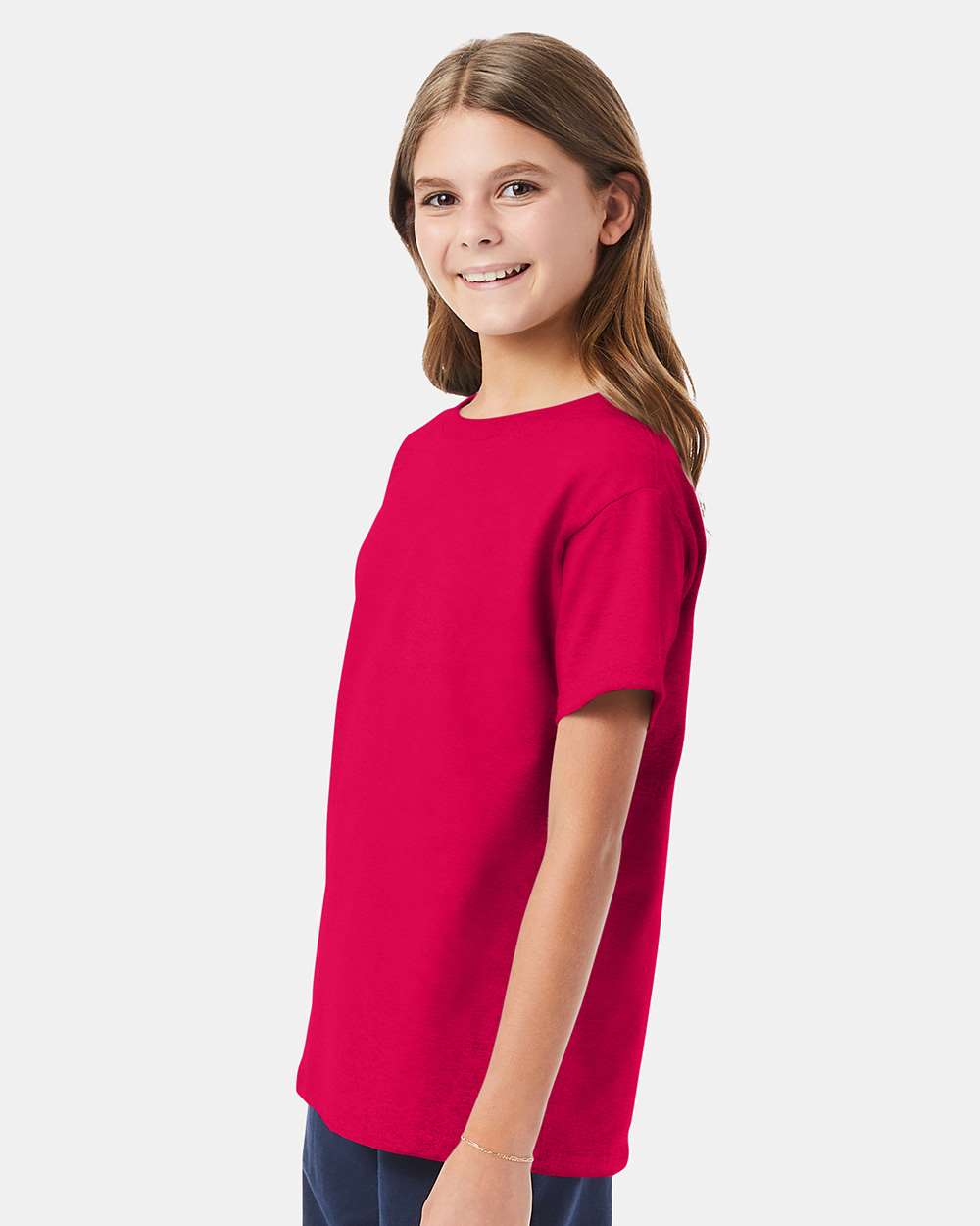 Youth Essential-T T-Shirt - OnModelSide - B31500012 - Athletic Crimson