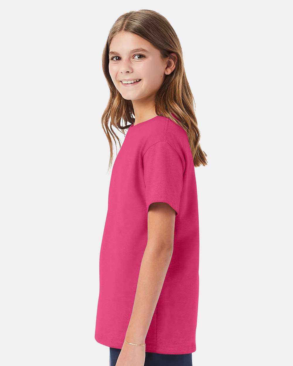 Youth Essential-T T-Shirt - OnModelSide - B31500302 - Wow Pink
