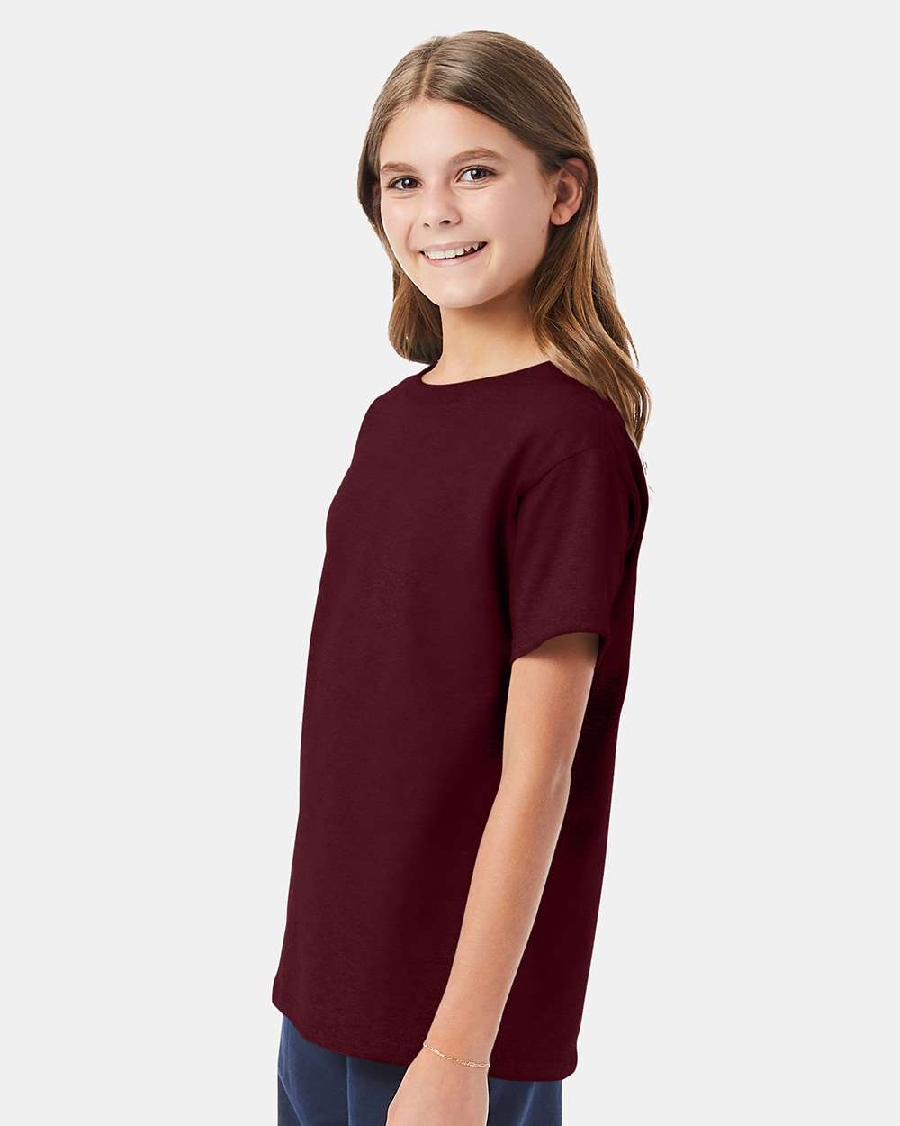 Youth Essential-T T-Shirt - OnModelSide - B31500534 - Maroon
