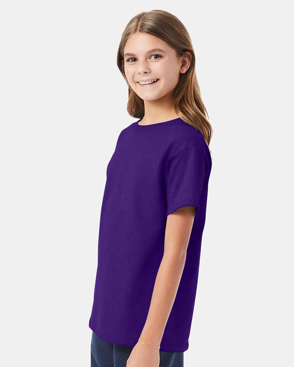 Youth Essential-T T-Shirt - OnModelSide - B31500682 - Athletic Purple