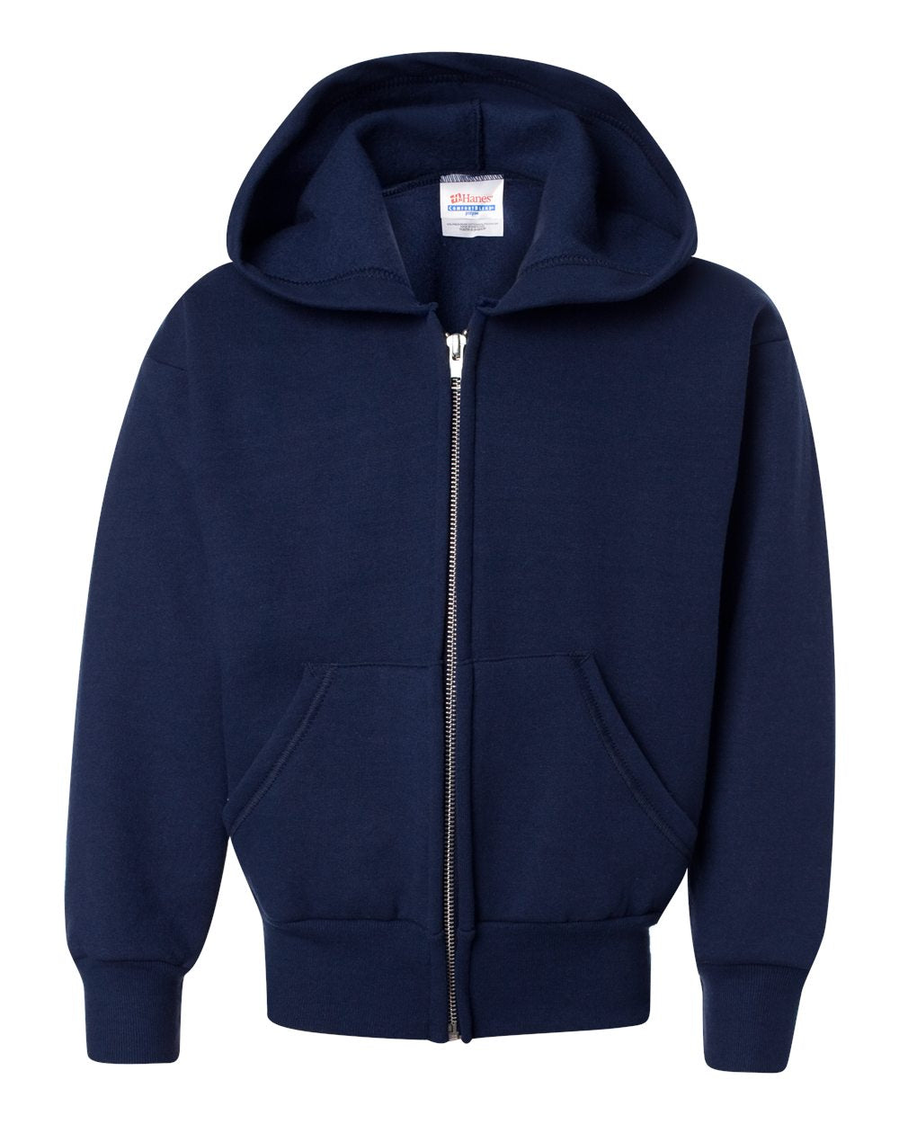 Youth EcoSmart® Full-Zip Hooded Sweatshirt - Front - B32300652 - Navy