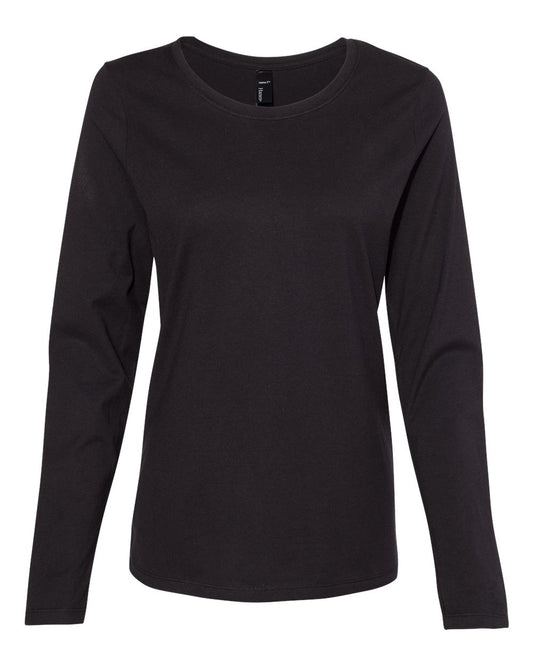 Women's Perfect-T Long Sleeve Scoopneck T-Shirt - Front - B00900509 - Black