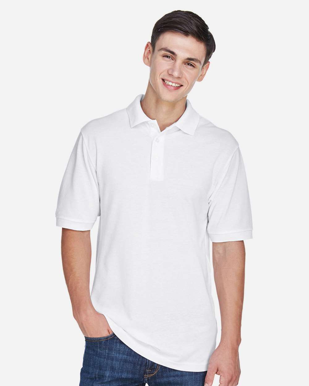Men's Easy Blend™ Polo - OnModelFront - B203B9002 - White