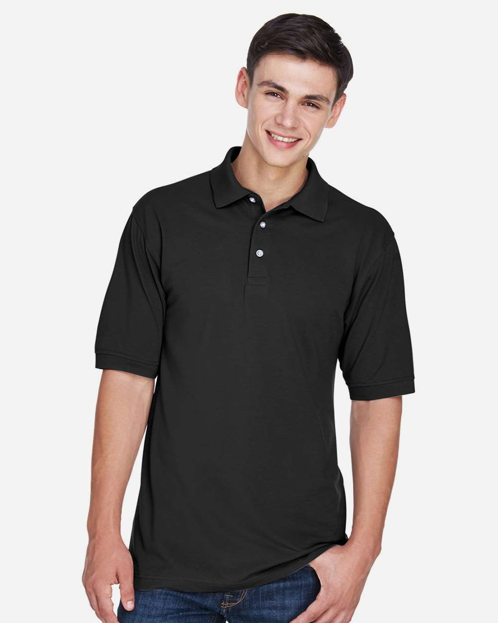 Men's Easy Blend™ Polo - OnModelFront - B203B9502 - Black