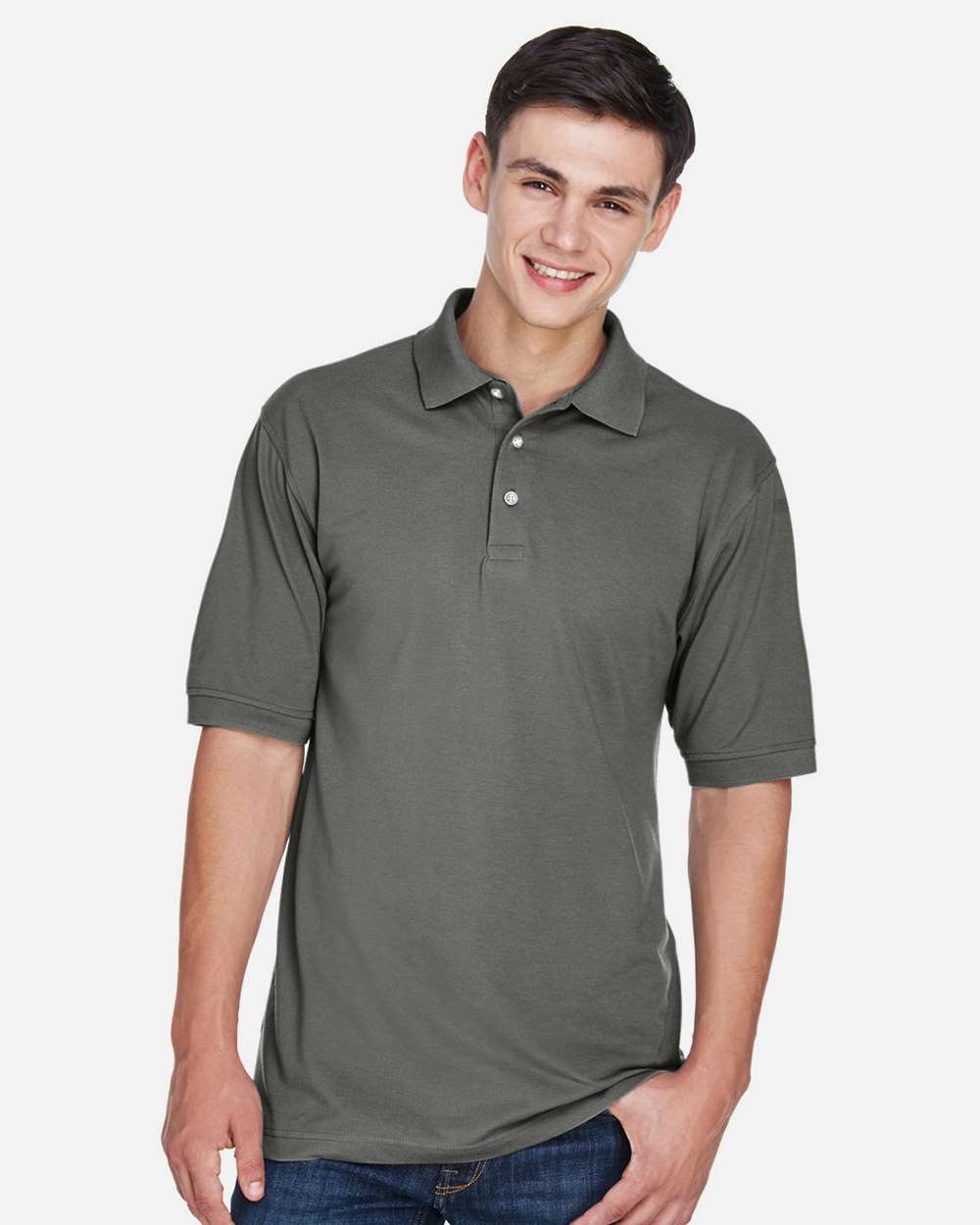 Men's Easy Blend™ Polo - OnModelFront - B203B9592 - Charcoal