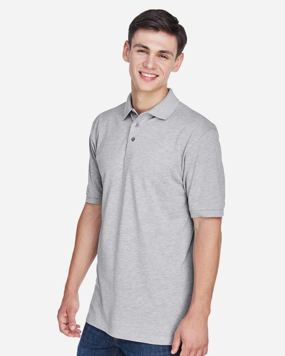 Men's Easy Blend™ Polo - OnModelSide - B203B9092 - Grey Heather