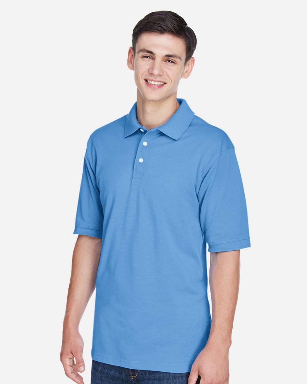 Men's Easy Blend™ Polo - OnModelSide - B203B9252 - Light College Blue