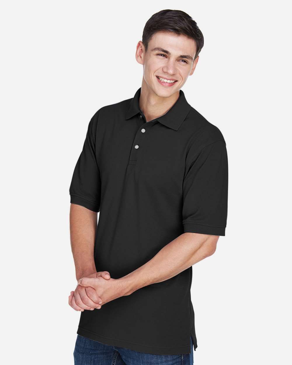 Men's Easy Blend™ Polo - OnModelSide - B203B9502 - Black