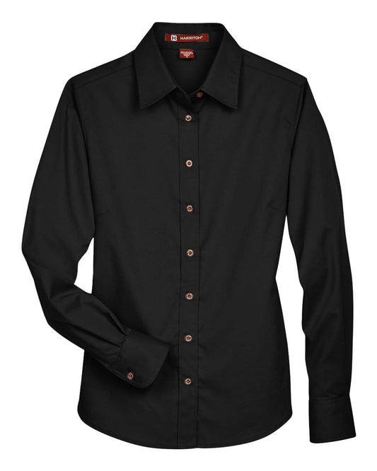 Women's Easy Blend™ Long Sleeve Twill Dress Shirt with Stain-Release - Front - B240B9502 - Black