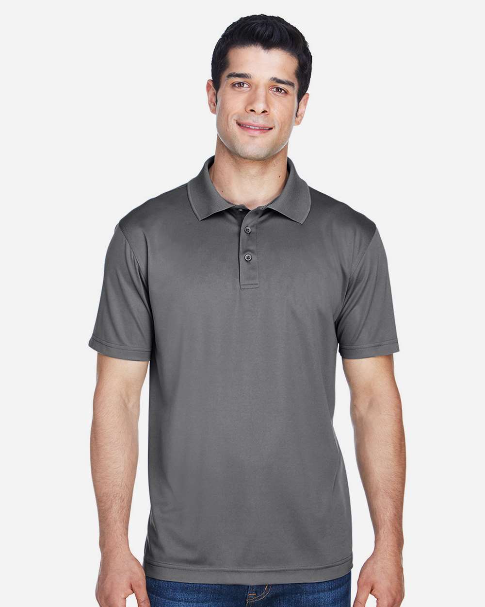 Men's Polyester Jersey Polo - OnModelFront - B209B9592 - Charcoal