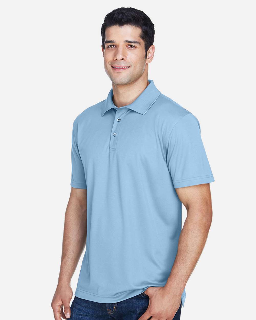 Men's Polyester Jersey Polo - OnModelSide - B209B9252 - Light Blue