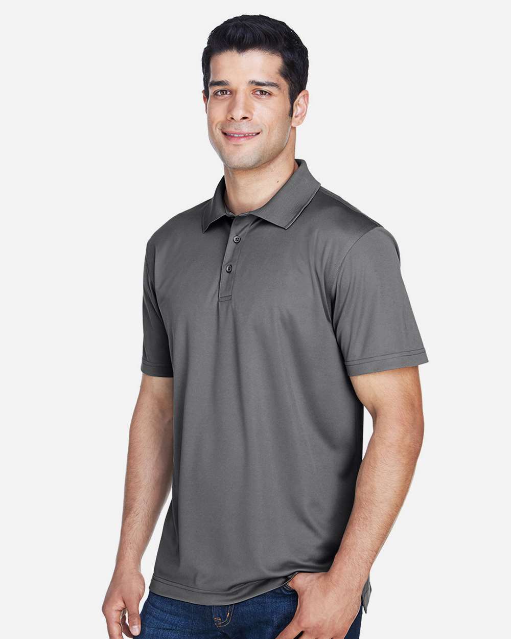 Men's Polyester Jersey Polo - OnModelSide - B209B9592 - Charcoal