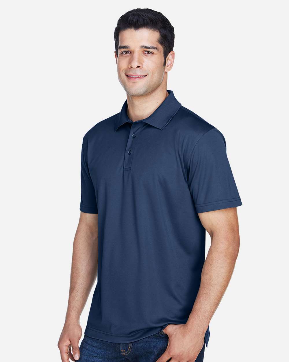 Men's Polyester Jersey Polo - OnModelSide - B209B9652 - Navy