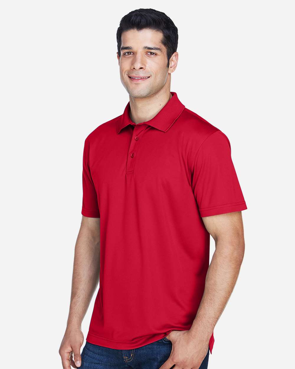 Men's Polyester Jersey Polo - OnModelSide - B209B9702 - Red