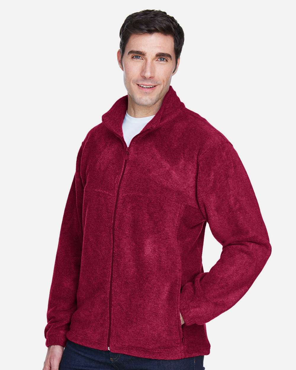 Men's Full-Zip Fleece - OnModelSide - B305B9532 - Wine
