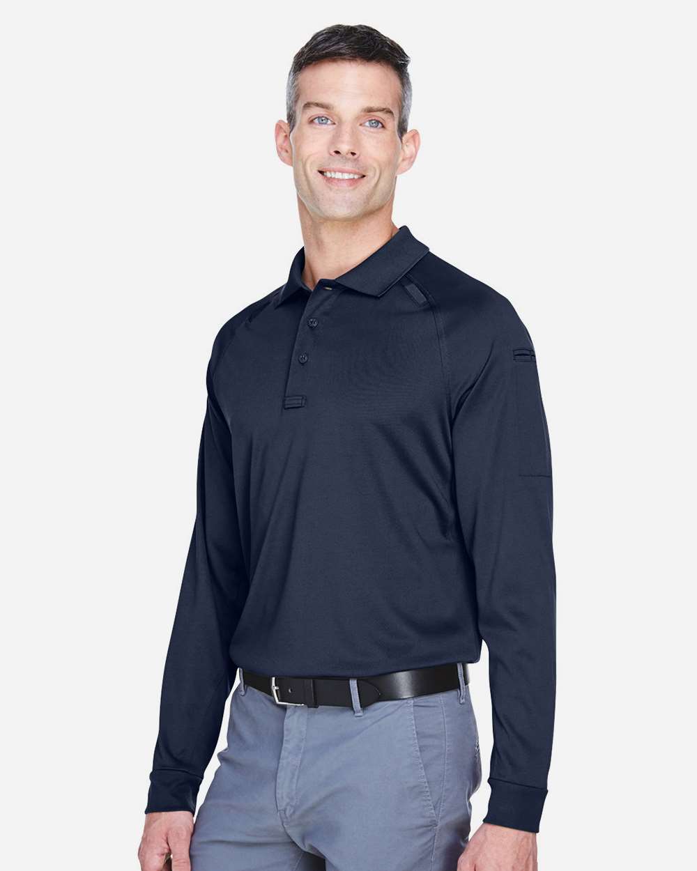 Men's Advantage Long Sleeve Tactical Polo - OnModelSide - B200B9652 - Dark Navy