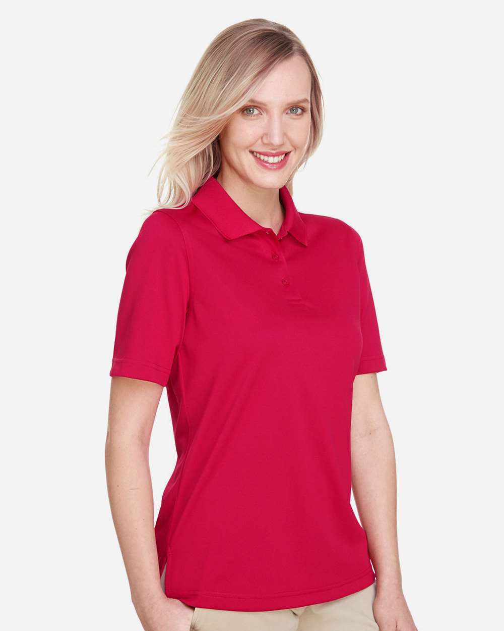 Women's Advantage Snag Protection Plus Polo - OnModelSide - B219B9702 - Red