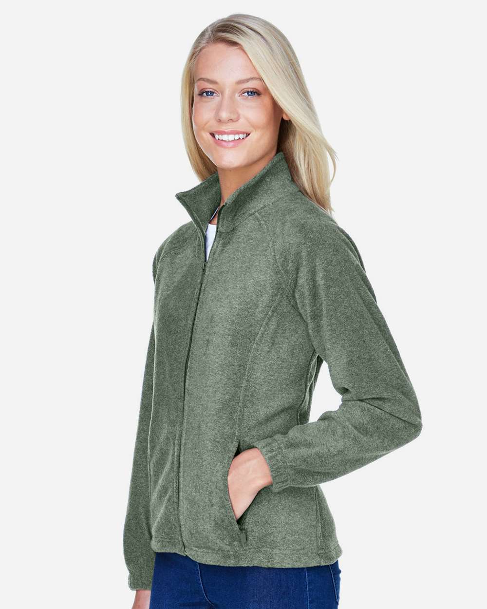 Women's Full-Zip Fleece - OnModelSide - B307B9542 - Dill