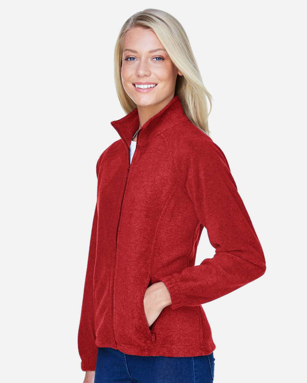 Women's Full-Zip Fleece - OnModelSide - B307B9702 - Red