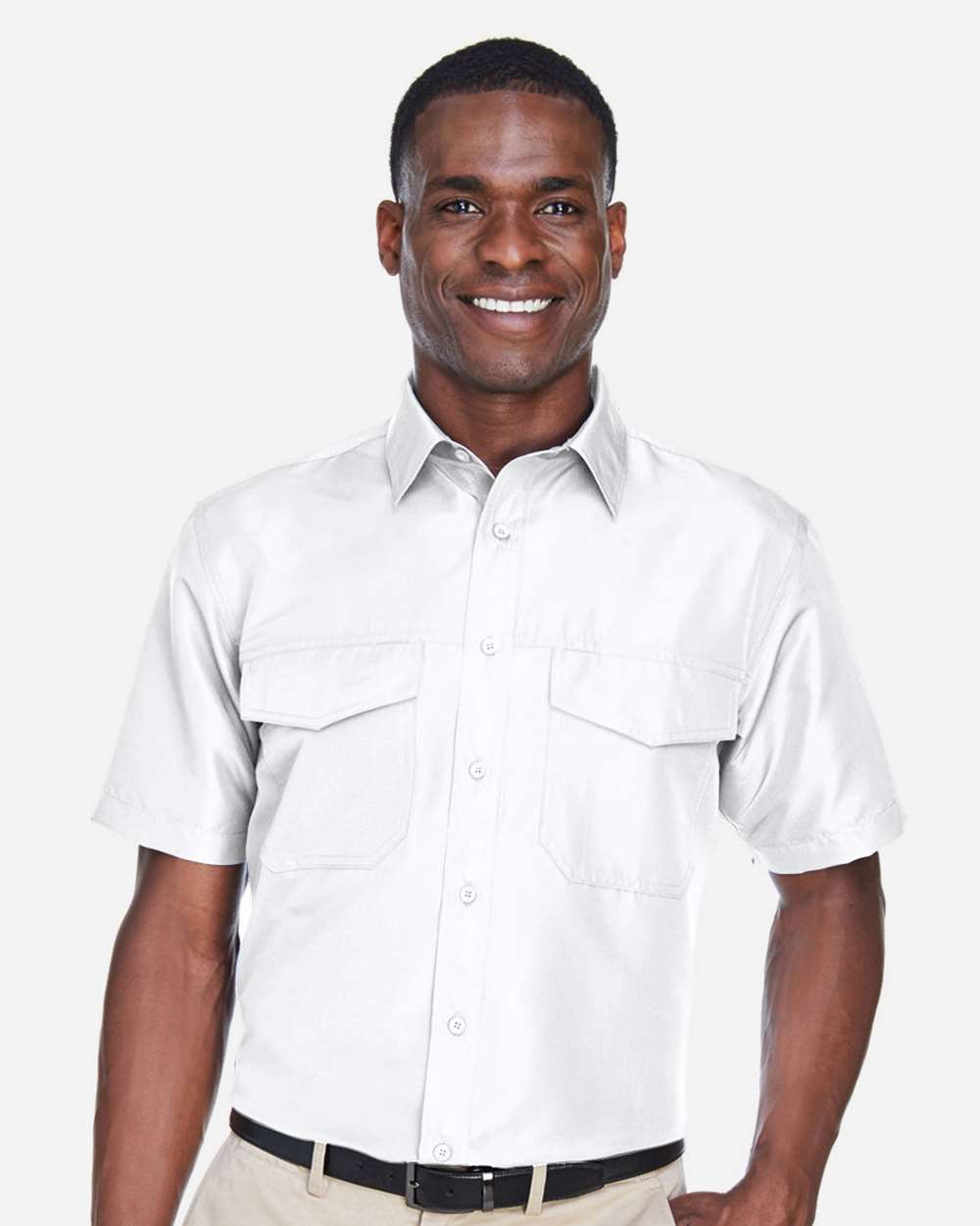 Men's Key West Short Sleeve Performance Staff Shirt - OnModelFront - B256B9002 - White