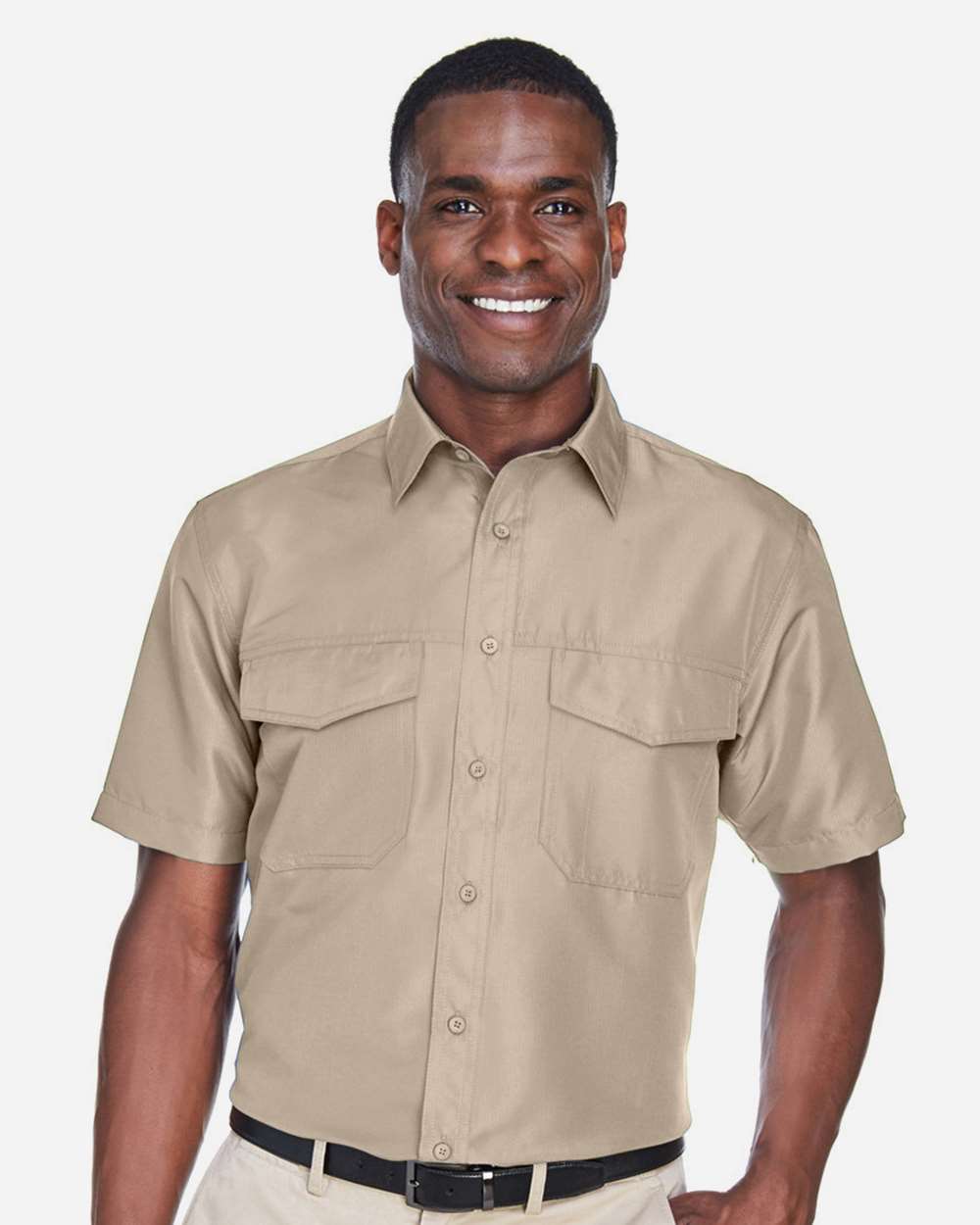 Men's Key West Short Sleeve Performance Staff Shirt - OnModelFront - B256B9242 - Khaki