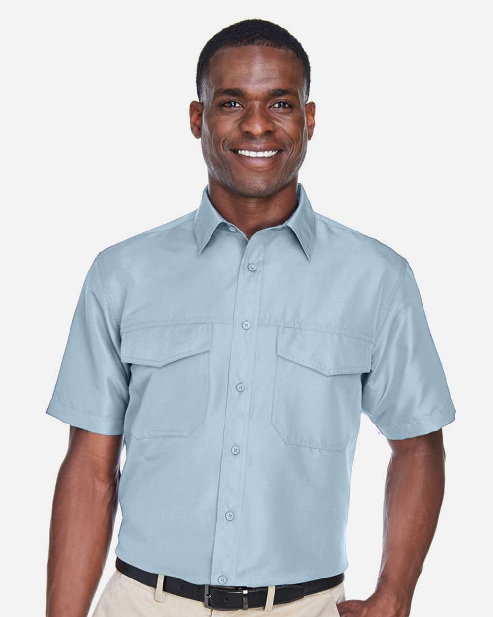 Men's Key West Short Sleeve Performance Staff Shirt - OnModelFront - B256B9252 - Cloud Blue