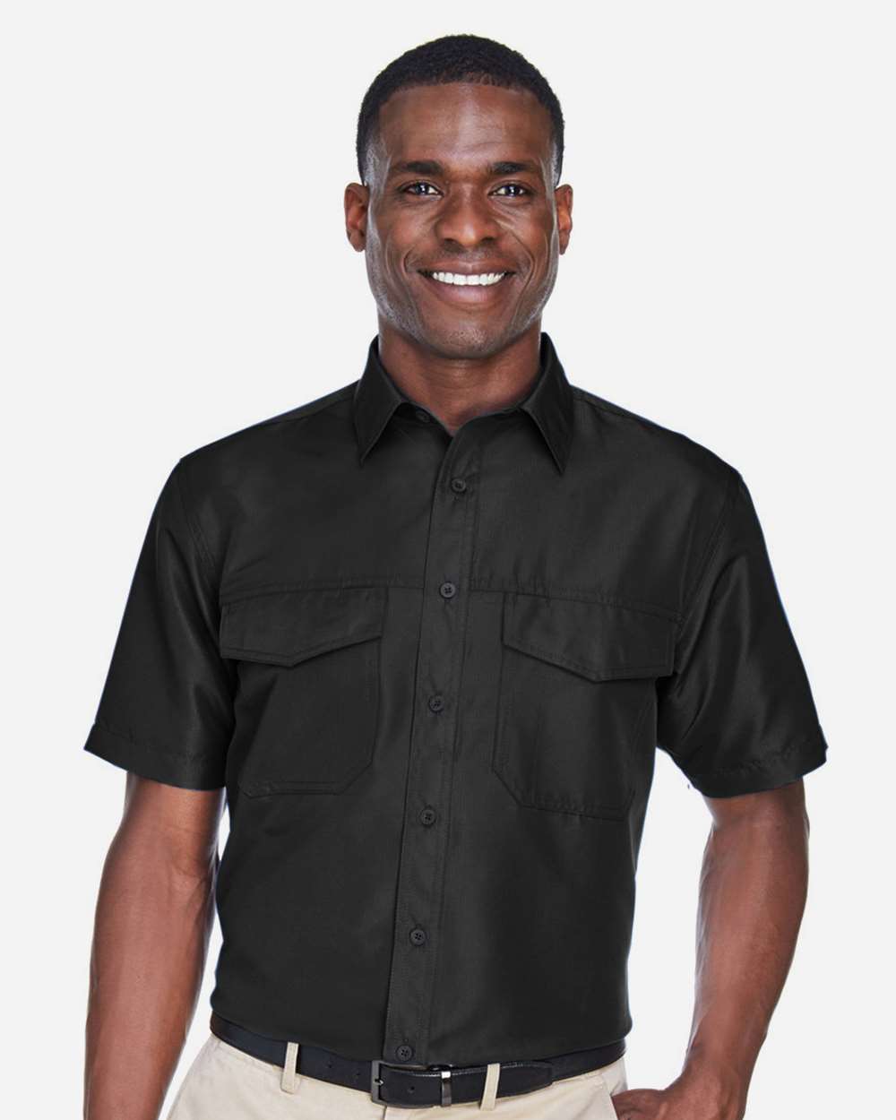 Men's Key West Short Sleeve Performance Staff Shirt - OnModelFront - B256B9502 - Black