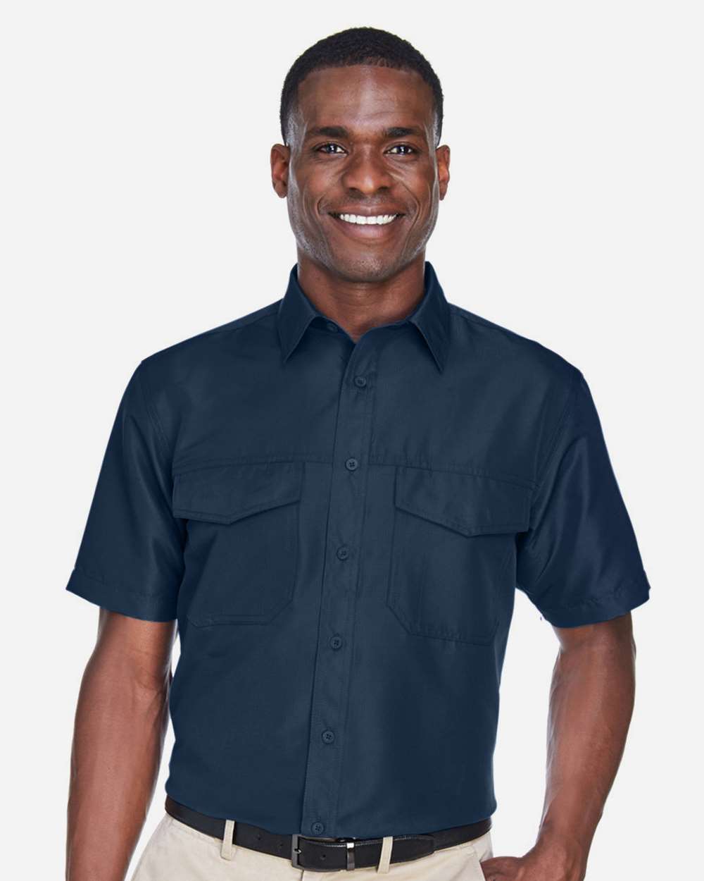 Men's Key West Short Sleeve Performance Staff Shirt - OnModelFront - B256B9652 - Navy