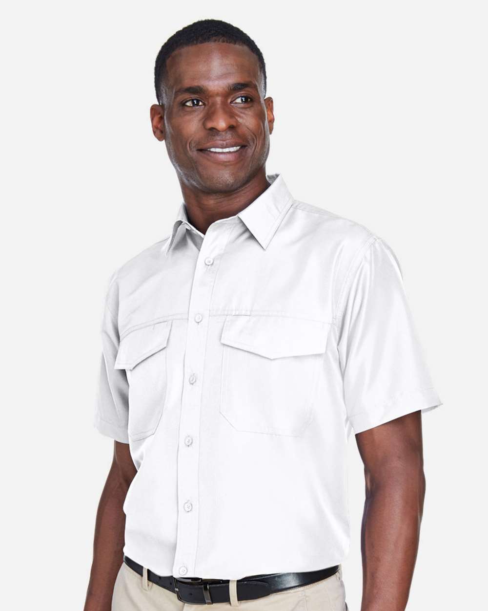 Men's Key West Short Sleeve Performance Staff Shirt - OnModelSide - B256B9002 - White