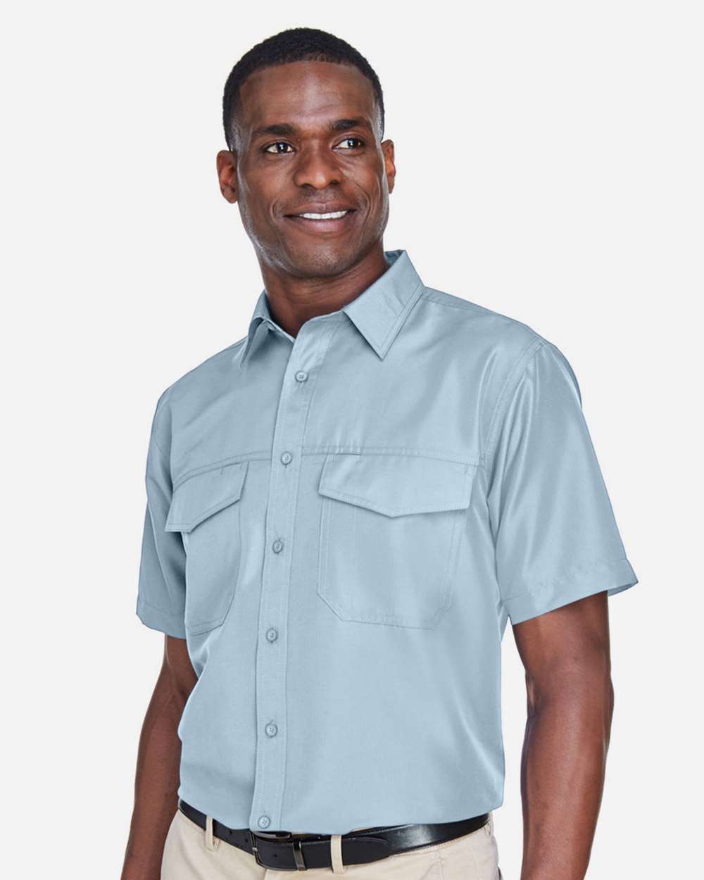 Men's Key West Short Sleeve Performance Staff Shirt - OnModelSide - B256B9252 - Cloud Blue